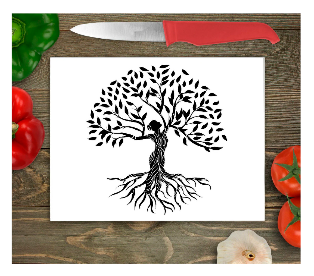 Tree Of Life Large Glass Chopping Board, Tree Of Life - Click Image to Close